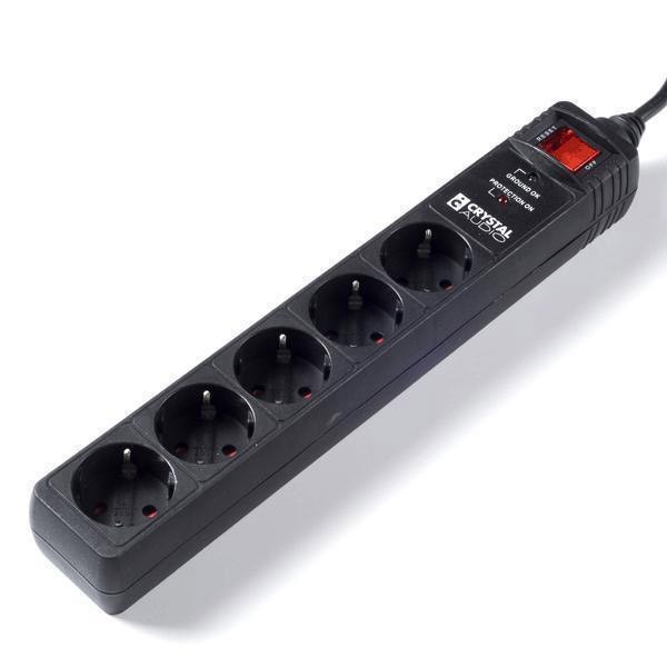 Φωτογραφία προϊόντος: CRYSTAL AUDIO CP5 Μαύρο Πολύπριζο Προστασίας Schuko 5 Θέσεων 1300j/70db