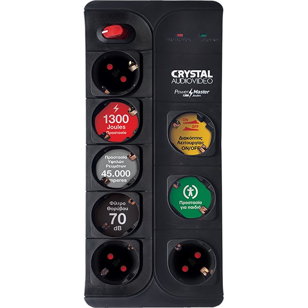 Φωτογραφία προϊόντος: CRYSTAL AUDIO CP8-1300-70 Μαύρο Πολύπριζο Schuko 8 Θέσεων 1300j/70db