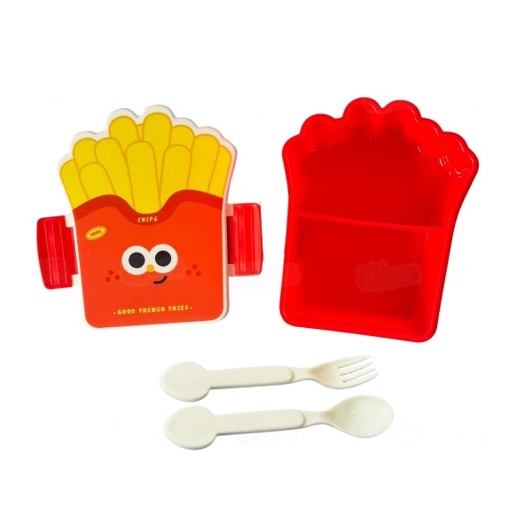 Φωτογραφία προϊόντος: OEM Fast Food Design πλαστικό lunch box για παιδιά με κουτάλι και πιρούνι (τηγανητές πατάτες)