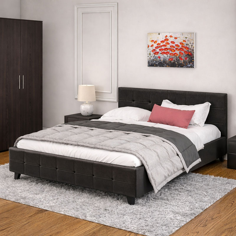Φωτογραφία προϊόντος: Κρεβάτι Roi pakoworld 160x200 PU μαύρο ματ + αποθηκευτικό χώρο