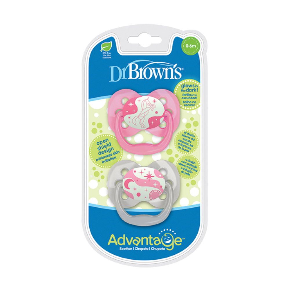 Φωτογραφία προϊόντος: DR. BROWN'S Σετ 2τμχ. Advantage Πιπίλα Νυκτός Σιλικόνης 0-6m - PA12003