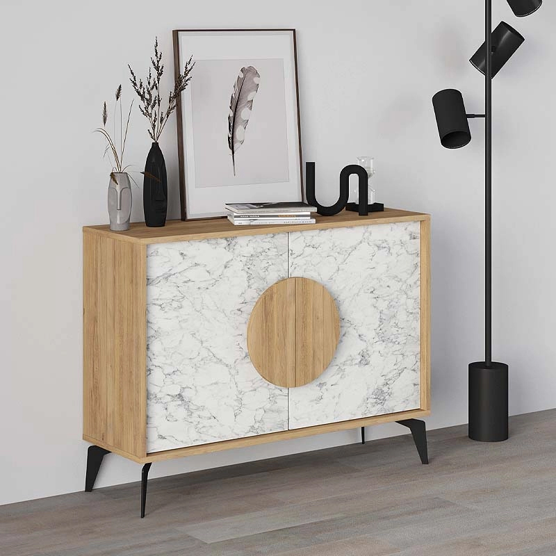 Φωτογραφία προϊόντος: Μπουφές Gora Megapap χρώμα sapphire oak - λευκό εφέ μαρμάρου 110x35,6x82εκ.