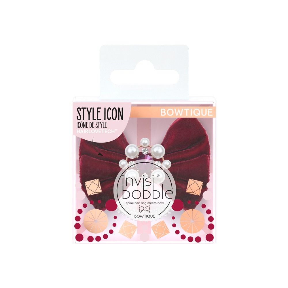 Φωτογραφία προϊόντος: INVISIBOBBLE Style Icon Bowtique - British Royal Take a Bow (Red Velvet & Pearls) - 1τμχ