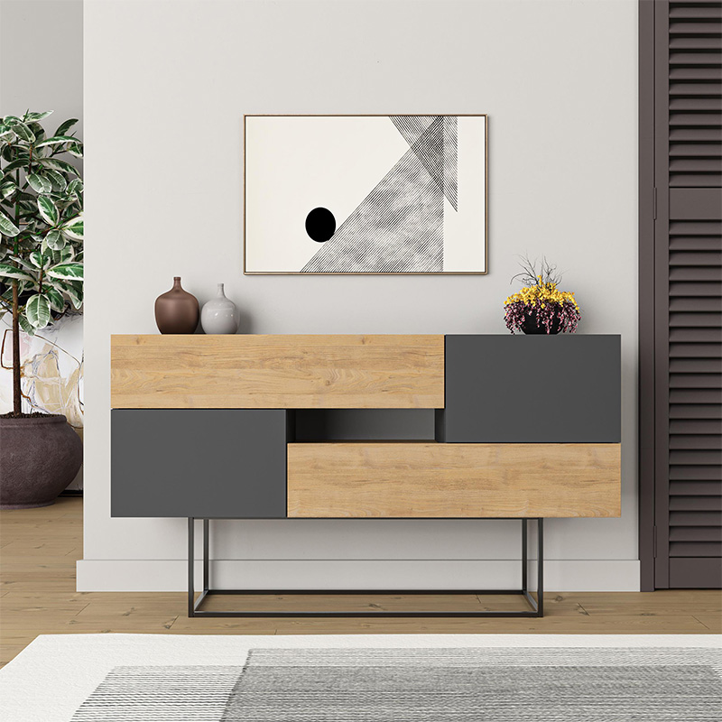 Φωτογραφία προϊόντος: Μπουφές Eros Megapap sapphire oak - ανθρακί 145x40x82εκ.