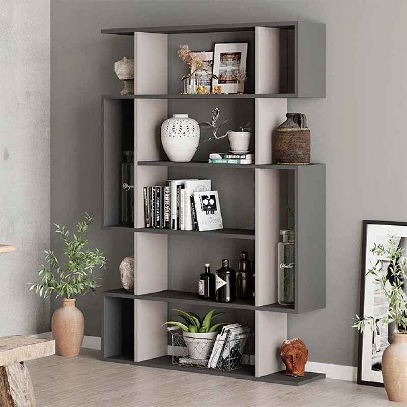 Φωτογραφία προϊόντος: Βιβλιοθήκη Mito Megapap χρώμα ανοιχτή μόκα - ανθρακί 108x25x161εκ.