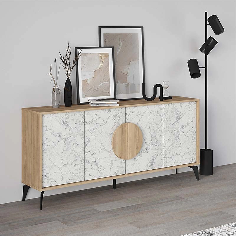 Φωτογραφία προϊόντος: Μπουφές Gora Megapap χρώμα sapphire oak - λευκό εφέ μαρμάρου 180x35,6x82εκ.
