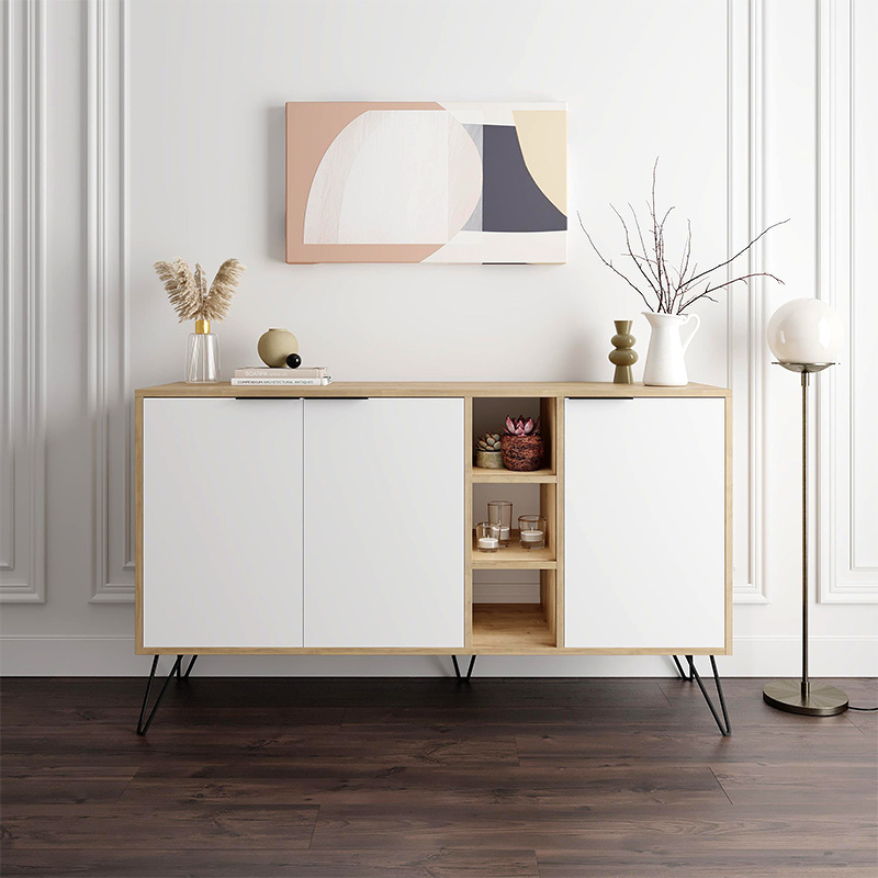 Φωτογραφία προϊόντος: Μπουφές Clara Megapap χρώμα sapphire oak - λευκό 142x35,6x83εκ.
