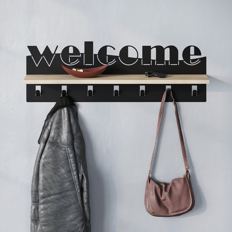 Φωτογραφία προϊόντος: Κρεμάστρα τοίχου Welcome Megapap χρώμα μαύρο - sapphire oak 86x15,2x29εκ.