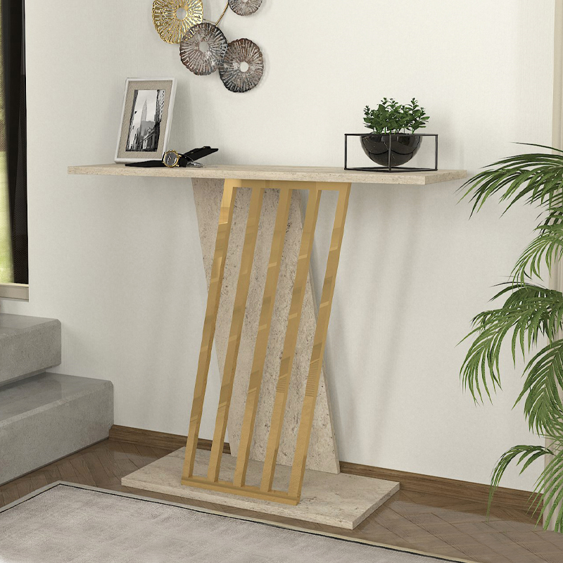 Φωτογραφία προϊόντος: Κονσόλα Gravity Megapap χρώμα travertine - χρυσό 90x29,6x76,8εκ.