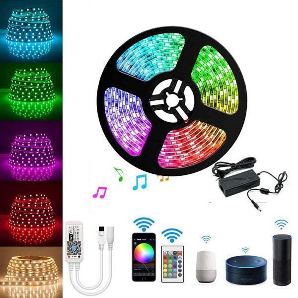 Φωτογραφία προϊόντος: OEM Αδιάβροχη Ταινία LED RGB 5m με Τροφοδοτικό και Τηλεχειριστήριο SMD5050 12V