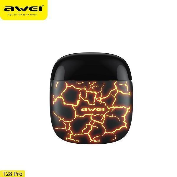 Φωτογραφία προϊόντος: OEM Ασύρματα Bluetooth Ακουστικά με Βάση Φόρτισης Awei T28 Pro Ice Crack Orange