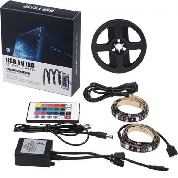 Φωτογραφία προϊόντος: OEM Αδιάβροχη Ταινία LED RGB 2x50cm με Τηλεχειριστήριο SMD5050 USB (5V) TV Led Strip Lights