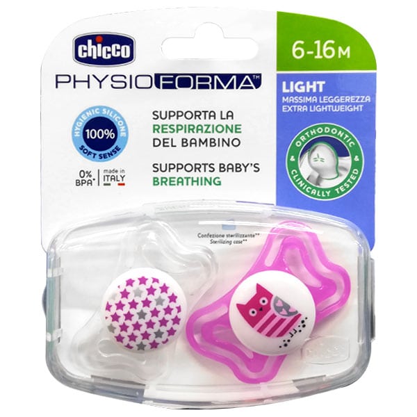 Φωτογραφία προϊόντος: Chicco Πιπίλα Physio Light Ρόζ 6-16 Μηνών 2 Τεμάχια (71033-11)