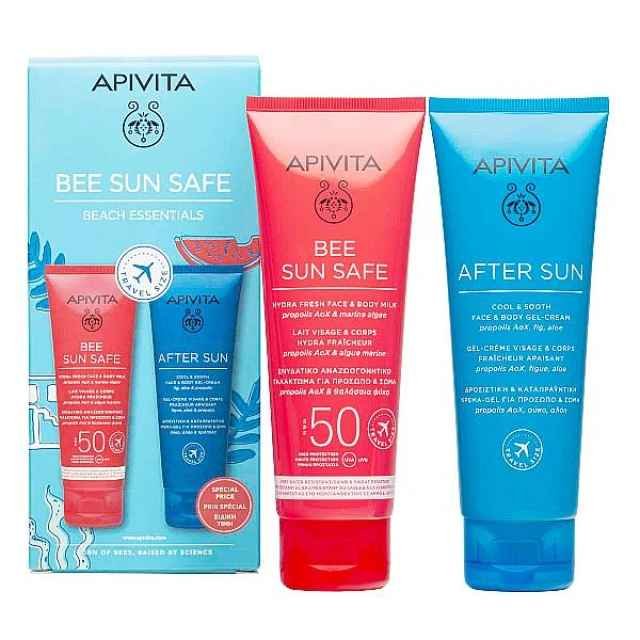 Φωτογραφία προϊόντος: APIVITA Bee Sun Safe Beach Essentials Ενυδατικό Αναζωογονητικό Γαλάκτωμα για Πρόσωπο Και Σώμα SPF50 &amp; After Sun