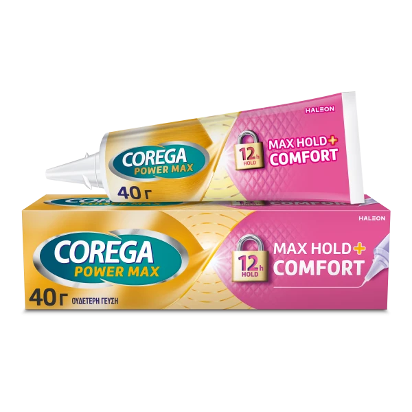 Φωτογραφία προϊόντος: COREGA Power Max Hold And Comfort-Στερεωτική Κρέμα Τεχνητής Οδοντοστοιχίας 40GR