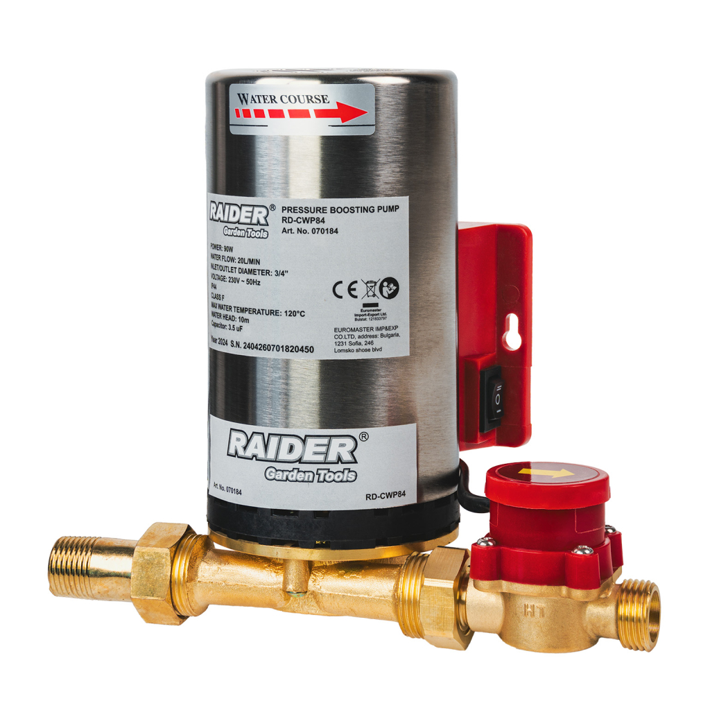 Φωτογραφία προϊόντος: RAIDER Πιεστικό 90W 3/4" 20L/min 10m INOX 1,2m RD-CWP84 070184
