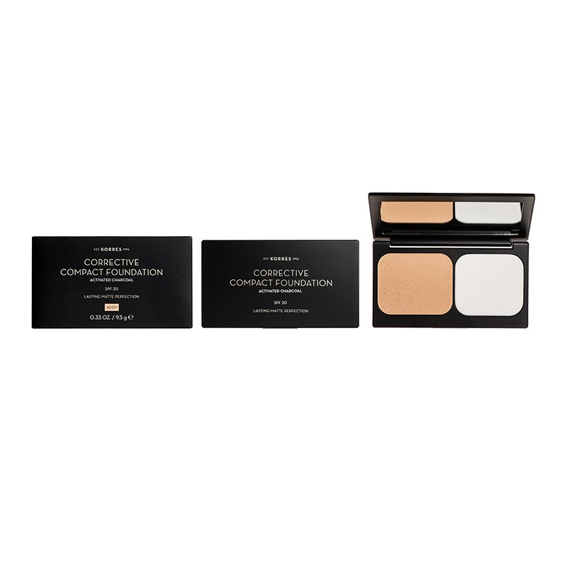 Φωτογραφία προϊόντος: Korres Activated Charcoal SPF20 Corrective Compact Foundation 9.5gr - ACCF1
