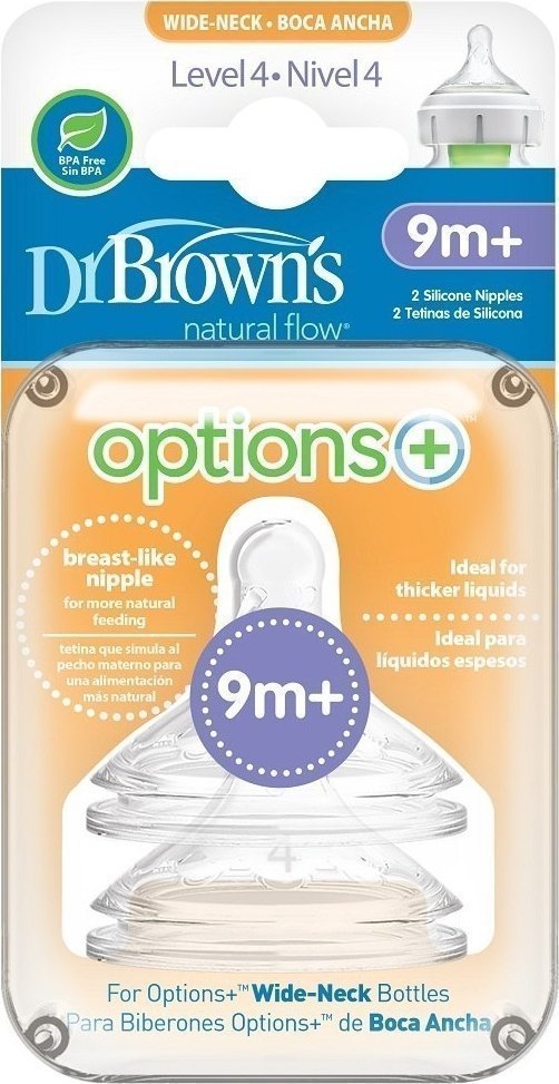 Φωτογραφία προϊόντος: Dr. Brown's Dr. Brown’s Options+ Επίπεδο 4 (9m+) Θηλές Σιλικόνης για Μπιμπερό με Φαρδύ Λαιμό 2Τεμ.