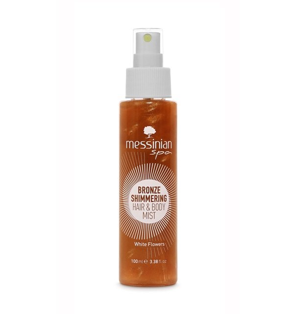 Φωτογραφία προϊόντος: Messinian Spa Bronze Shimmering Hair & Body Mist Λευκά Άνθη 100ml