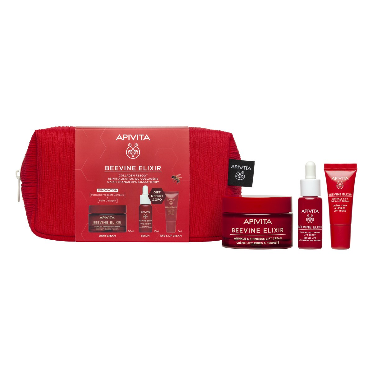 Φωτογραφία προϊόντος: Apivita Beevine Elixir Collagen Reboot Wrinkle + Firmness Lift Cream Light 50 ml + Serum 10 ml + Eye + Lip Cream 5 ml