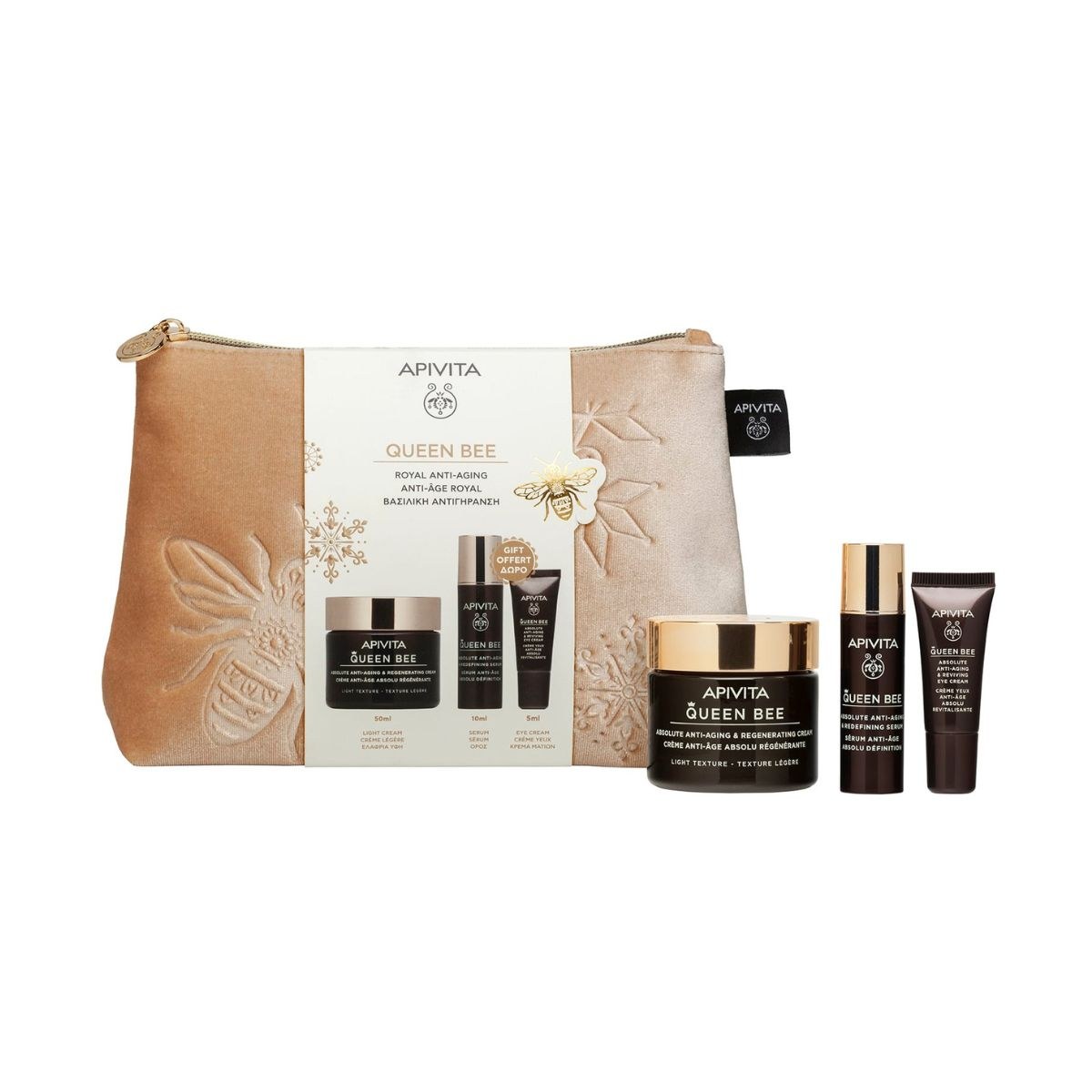 Φωτογραφία προϊόντος: Apivita Queen Bee Royal Anti-Aging Light Texture Cream 50 ml + Serum 10 ml + Eye Cream 5 ml