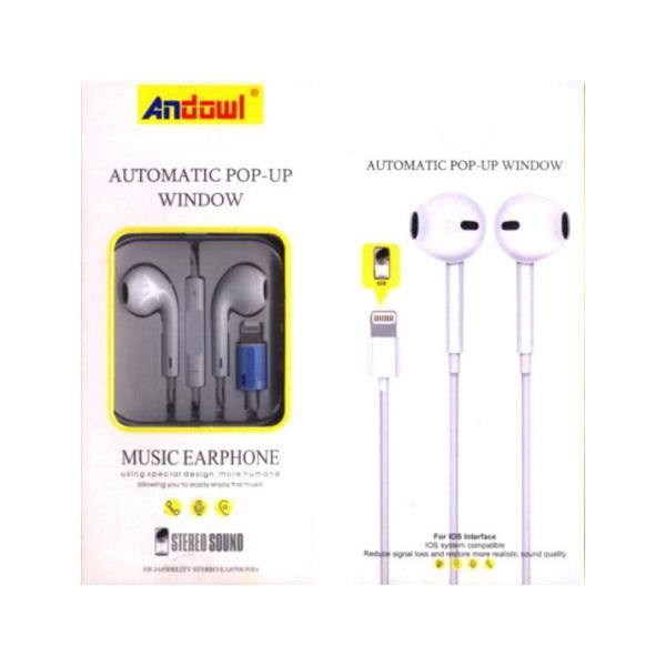 Φωτογραφία προϊόντος: OEM In-ear Handsfree με Βύσμα Lightning Λευκό Andowl QM-09
