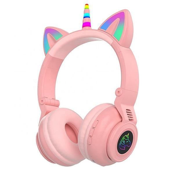 Φωτογραφία προϊόντος: OEM Cute Cat Ear LED Light Up Ασύρματα Ακουστικά Over Ear STN-27 Ροζ