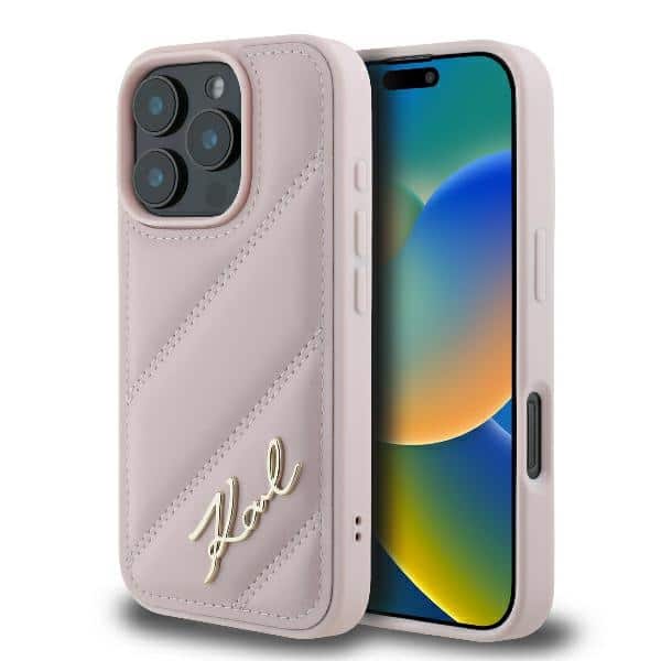 Φωτογραφία προϊόντος: Θήκη iPhone 16 Pro Karl Lagerfeld Quilted Signature (Ροζ)