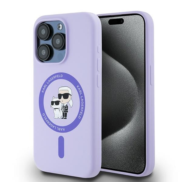 Φωτογραφία προϊόντος: Θήκη iPhone 15 Pro Karl Lagerfeld Karl +amp; Choupette Heads Ring MagSafe (Μωβ)