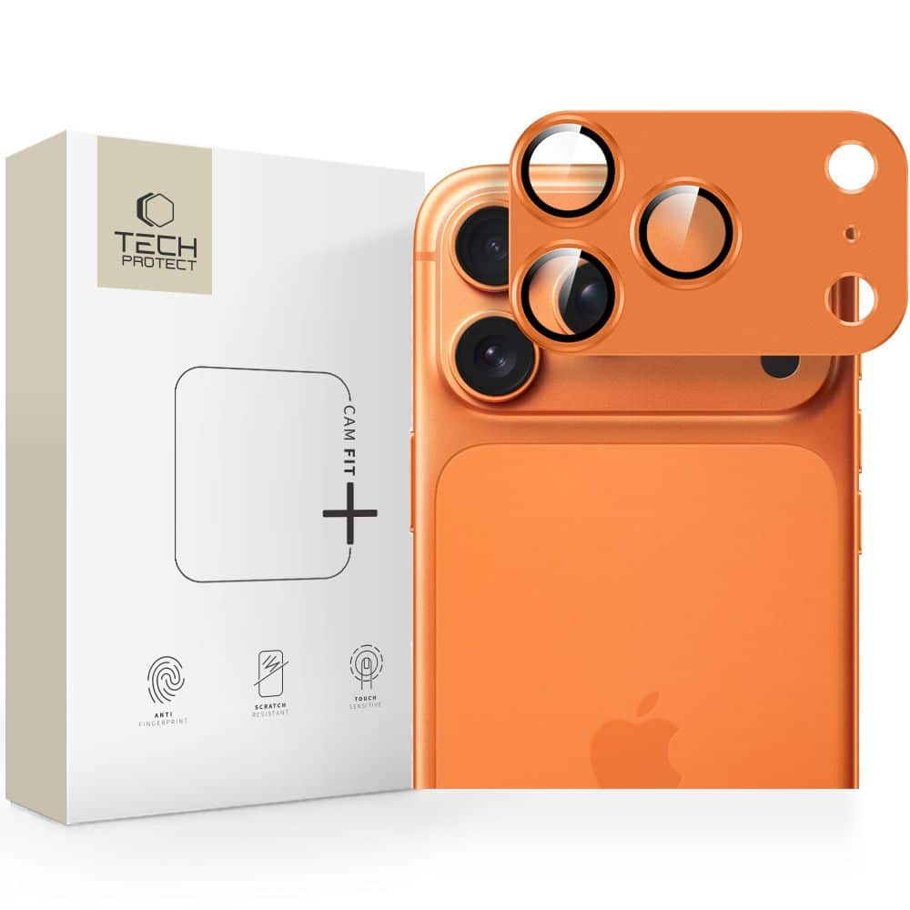 Φωτογραφία προϊόντος: Τζαμάκι Κάμερας iPhone 17 Pro Max Πορτοκαλί Tech-Protect Fit+