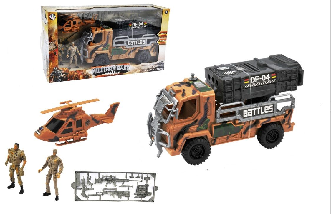 Φωτογραφία προϊόντος: Blue Toys Playset Στρατιωτικό Σετ με Φορτηγό και Ελικόπτερο (MKO403112)