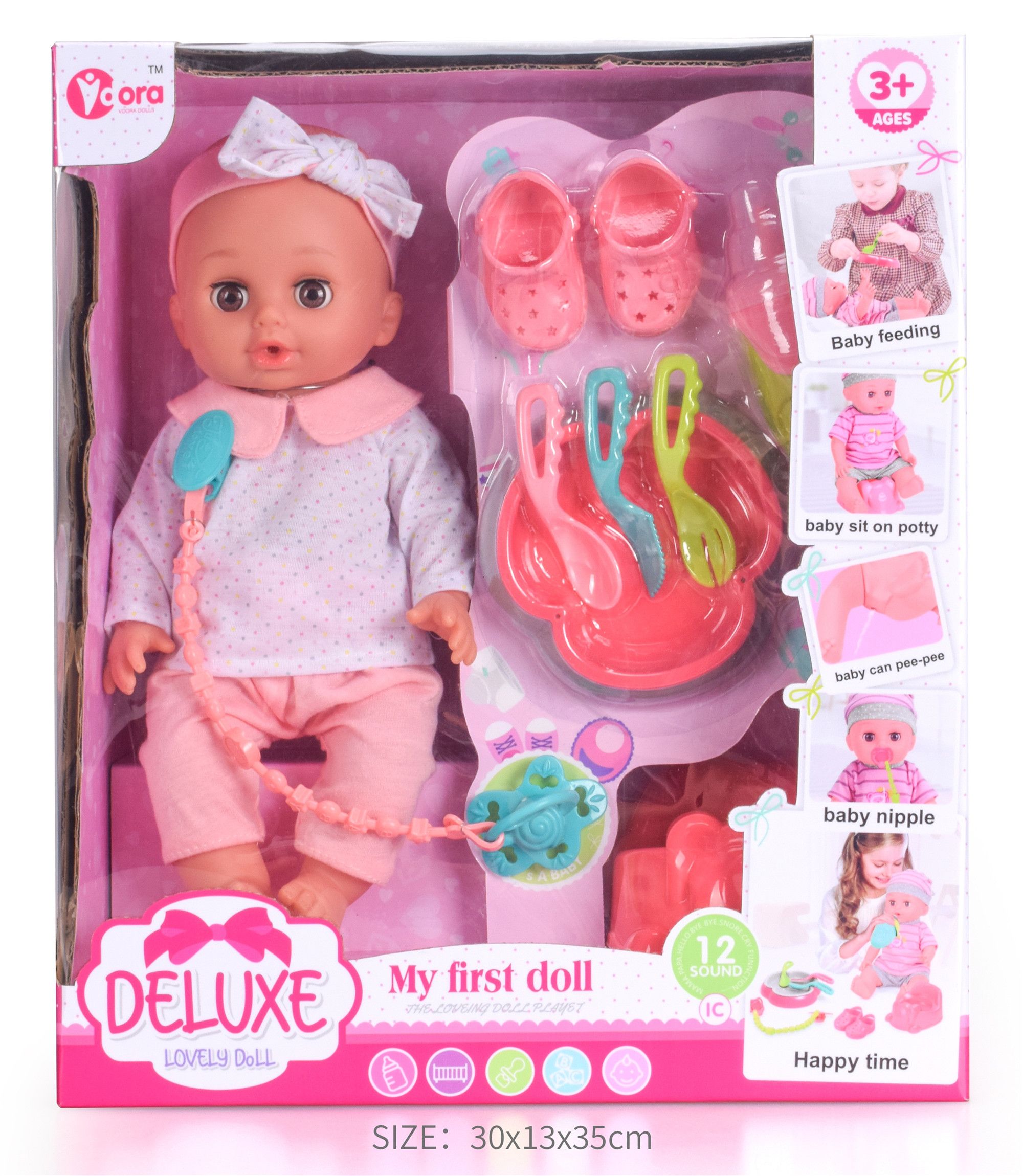 Φωτογραφία προϊόντος: Blue Toys Κούκλα Μωρό Lovely Doll με Ήχους, Παπούτσια και Μπουκάλι 30εκ (MKO250688)