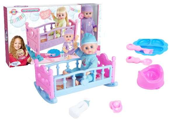Φωτογραφία προϊόντος: Blue Toys Κούκλα Lovely Baby με Ήχους και Κρεβάτι Dream Time (MKK587805)