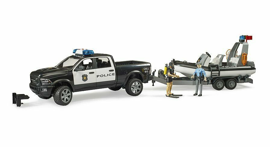 Φωτογραφία προϊόντος: Bruder Αστυνομικο Ram 2500 με Τρέιλερ και Βάρκα (BR002507)