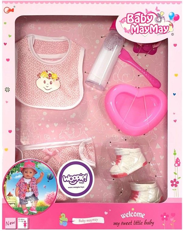 Φωτογραφία προϊόντος: Blue Toys Baby May May Σετ Με Μπιμπερό, Σαλιάρα, Πάνα Και Παπούτσια (MKM337180)