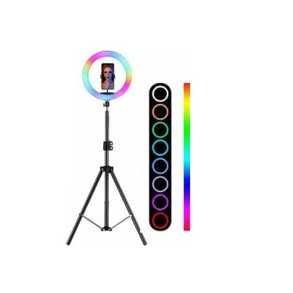 Φωτογραφία προϊόντος: OEM RGB Ring Light MJ33 RGB 33cm 3000-6000K με Τρίποδο Δαπέδου και Βάση για Κινητό