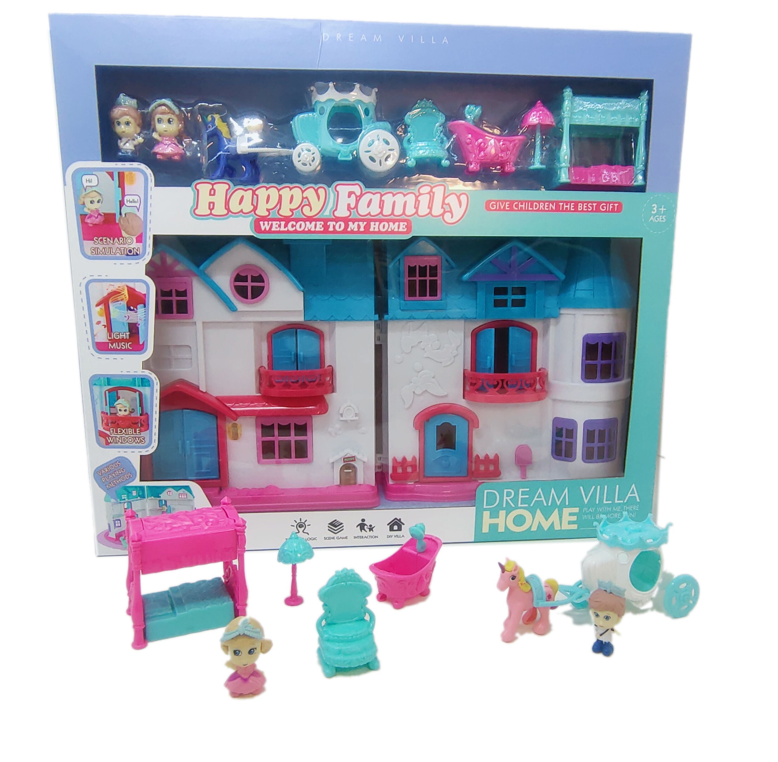 Φωτογραφία προϊόντος: Blue Toys Κουκλόσπιτο Happy Family Βίλα με Έπιπλα και Κούκλα (MKO368543)