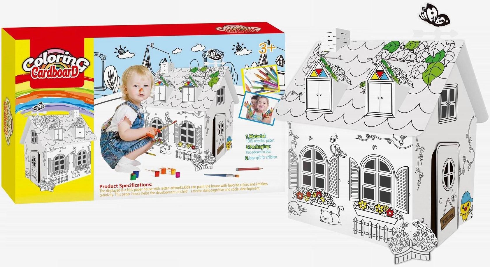 Φωτογραφία προϊόντος: Blue Toys Τρισδιάστατη Βίλα Απο Χαρτόνι Για Ζωγραφική Με 12 Νερομπογίες (MKN476589)