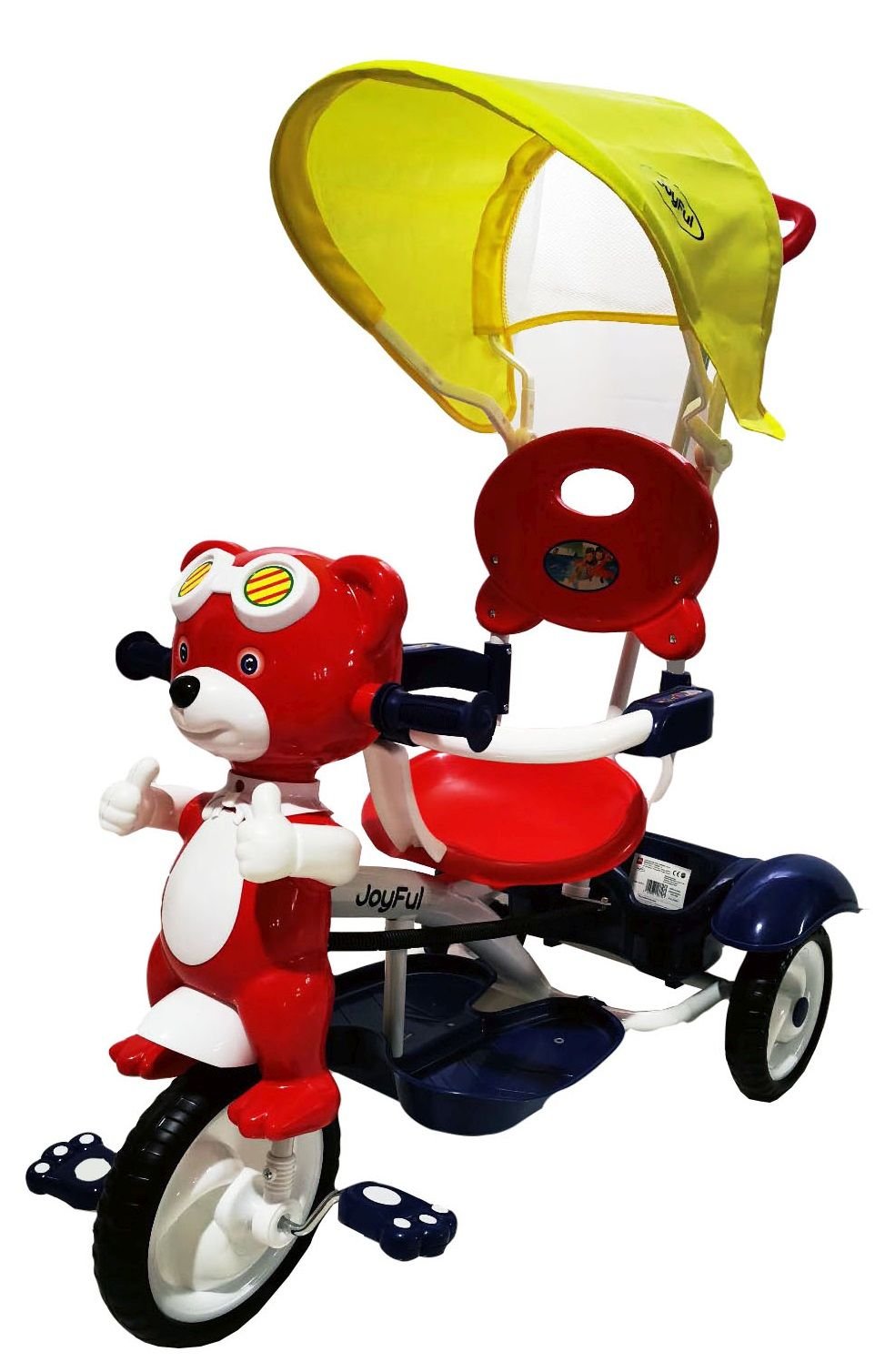 Φωτογραφία προϊόντος: Παιδικό Τρίκυκλο Ποδήλατο Joyful Κόκκινο Αρκουδάκι Πιλότος Με Τέντα Και Καλάθι (855-2)