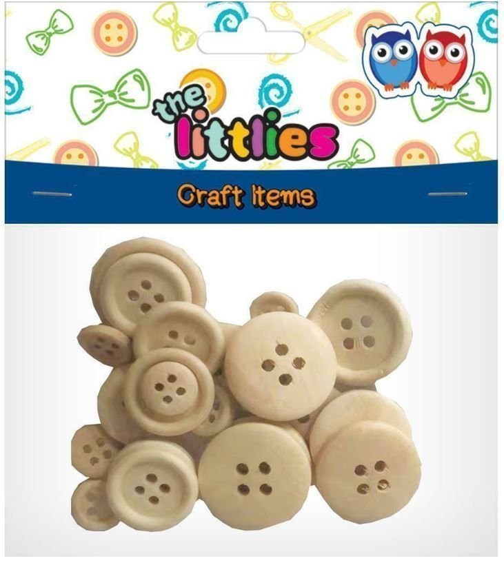Φωτογραφία προϊόντος: The Littlies Ξύλινα Κουμπία Φυσικό Χρώμα 24Τεμ Thw Littlies (000646870)