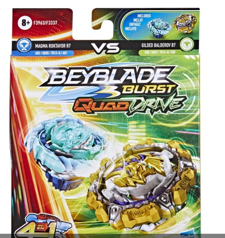 Φωτογραφία προϊόντος: Hasbro Beyblade Burst Quad Drive Dual Pack Glided Balderov B7 Magma Roktavor (F3963)