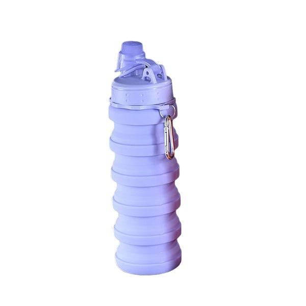 Φωτογραφία προϊόντος: OEM 500ml πολυλειτουργικό πτυσσόμενο κύπελλο νερού σιλικόνης μοβ