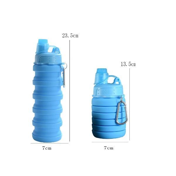 Φωτογραφία προϊόντος: OEM 500ml πολυλειτουργικό πτυσσόμενο κύπελλο νερού σιλικόνης Γαλάζιο