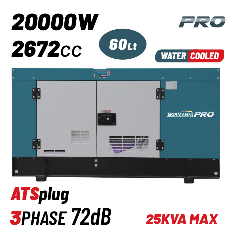 Φωτογραφία προϊόντος: BORMANN Pro BGB9950 Γεννήτρια Πετρελαίου Υδρόψυκτη 18000W,25Kva,2672cc,Κλειστού Τύπου, Τριφασική 080770