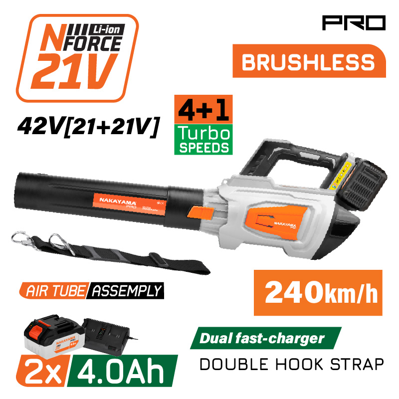 Φωτογραφία προϊόντος: NAKAYAMA PRO EC1719X44 Φυσητήρας Brushless Μπαταρίας 42V, Li-Ion, 2x4.0Ah, 240km/h