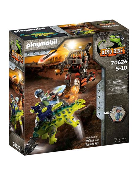 Φωτογραφία προϊόντος: Playmobil Dino Rise Αγκυλόσαυρος Με Μαχητή Εναντίον Ρομπότ (70626)