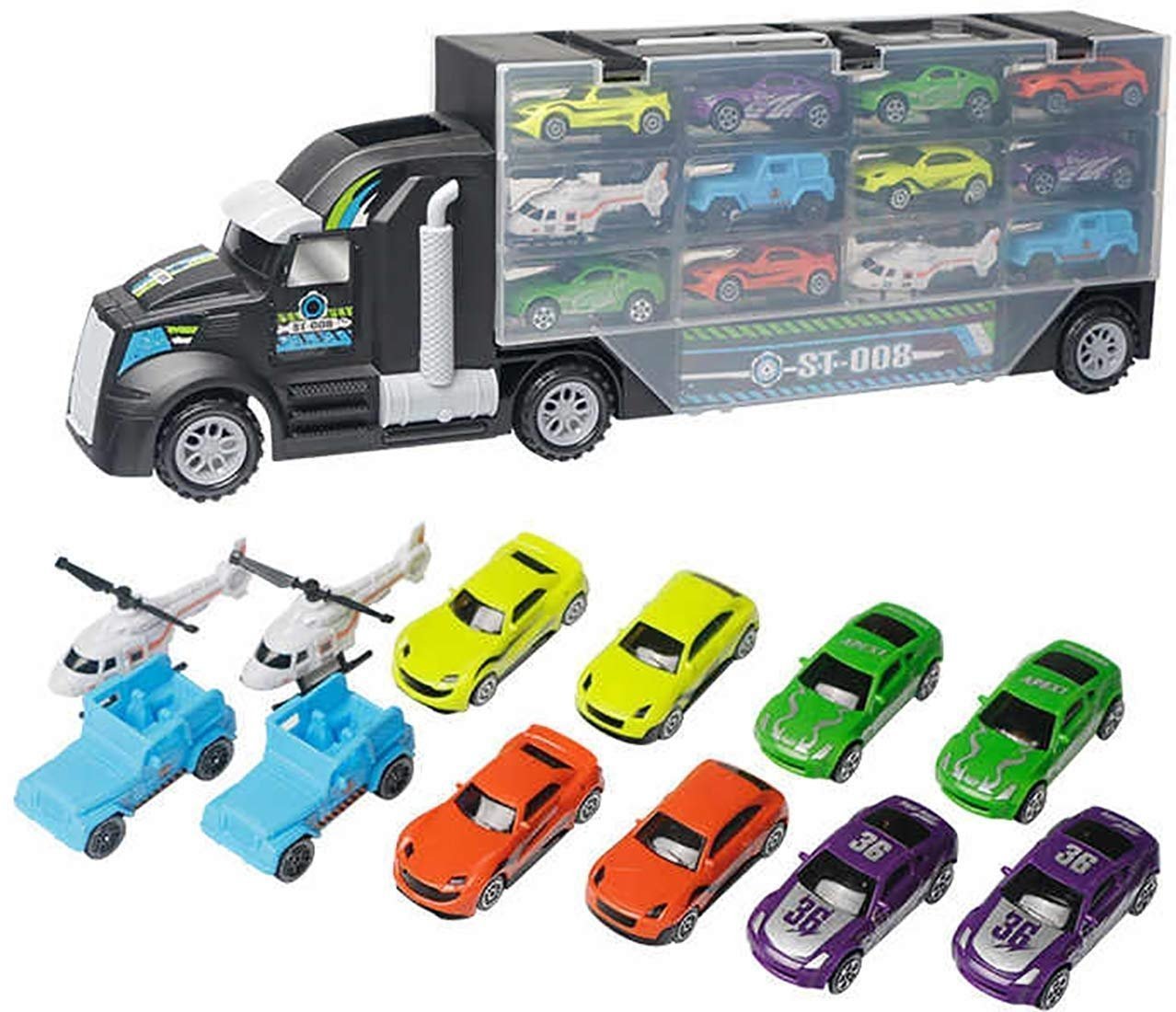 Φωτογραφία προϊόντος: Blue Toys Οχημα Racing Νταλικα Με Πλατφορμα Και Θηκη Για Αυτοκινητακια (MKH636507)
