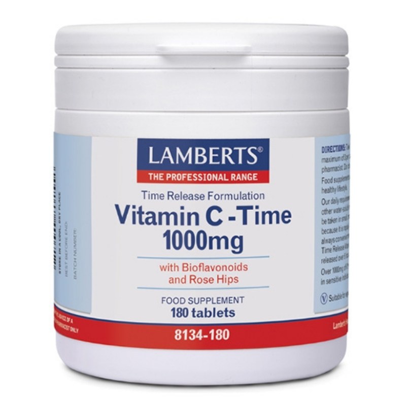 Φωτογραφία προϊόντος: Lamberts Vitamin C - Time 1000mg Συμπλήρωμα Διατροφής Βιταμίνη C 8134 180 Ταμπλέτες