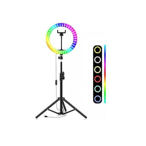 Φωτογραφία προϊόντος: OEM RGB Ring Light RGB Led Ring Light 30cm με Τρίποδο Δαπέδου και Βάση για Κινητό