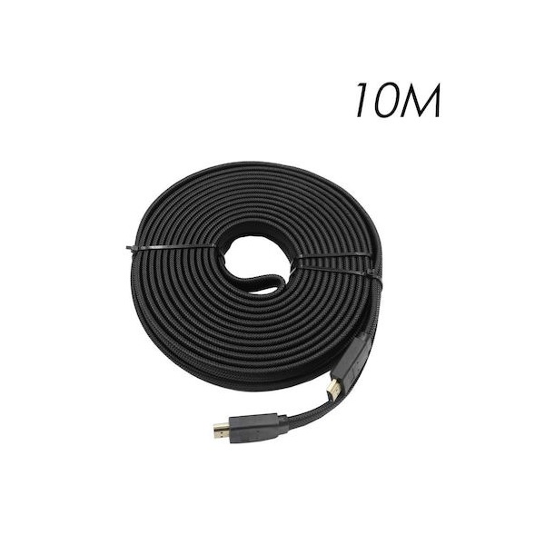 Φωτογραφία προϊόντος: OEM Factory HDMI 2.0 Flat / Braided Cable HDMI male - HDMI male 10m Μαύρο YWX-4K-10